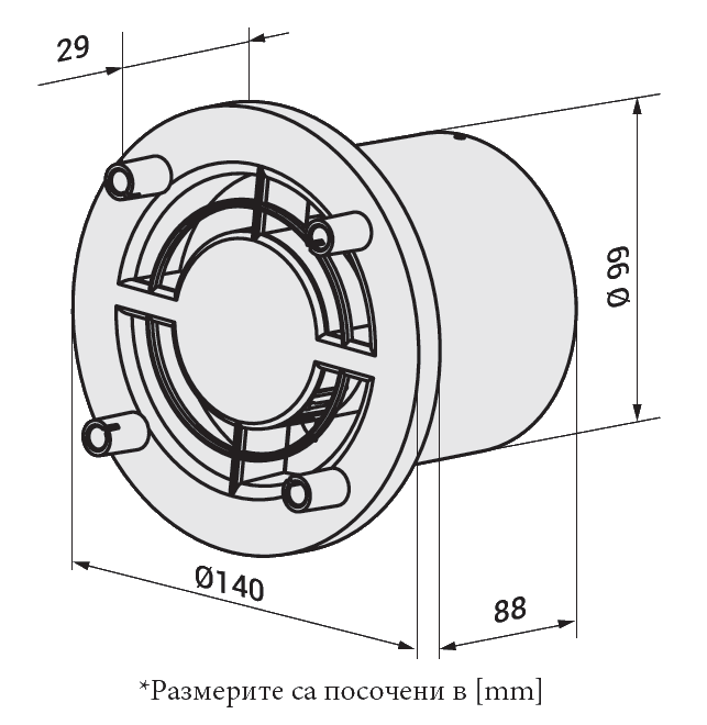 Размери Vents F4 100 FB